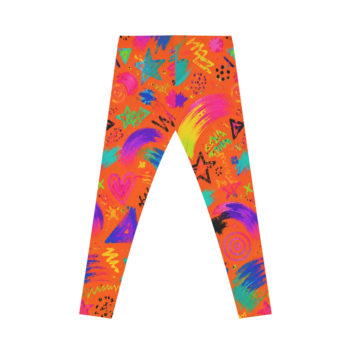 Vibrant Neon Doodle Leggings — Bold Abstract All-Over Print for Casual Wear