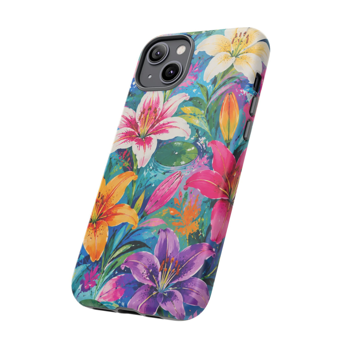 Floral Lily Tough Phone Case — Colorful Tropical Flower Protective Cover