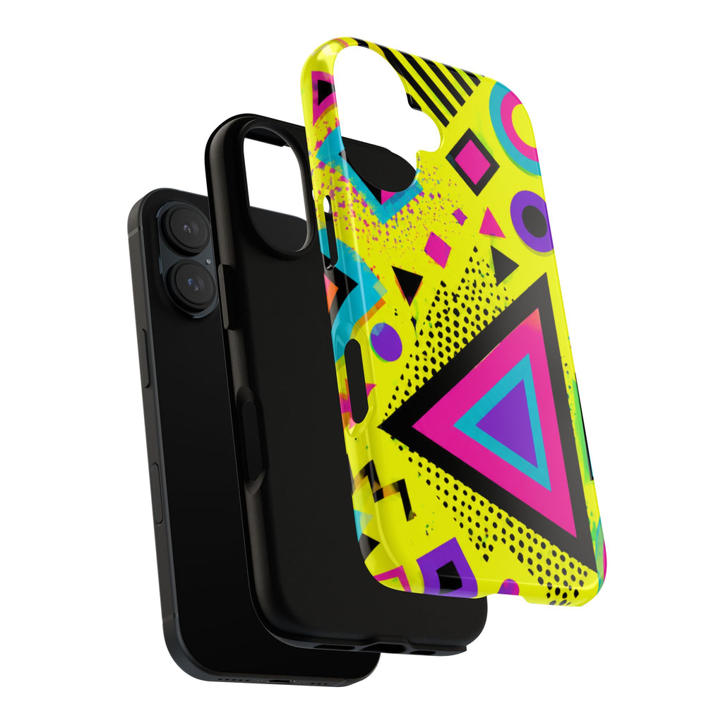 Retro 80s Geometric Phone Case — Neon Memphis Triangle Design