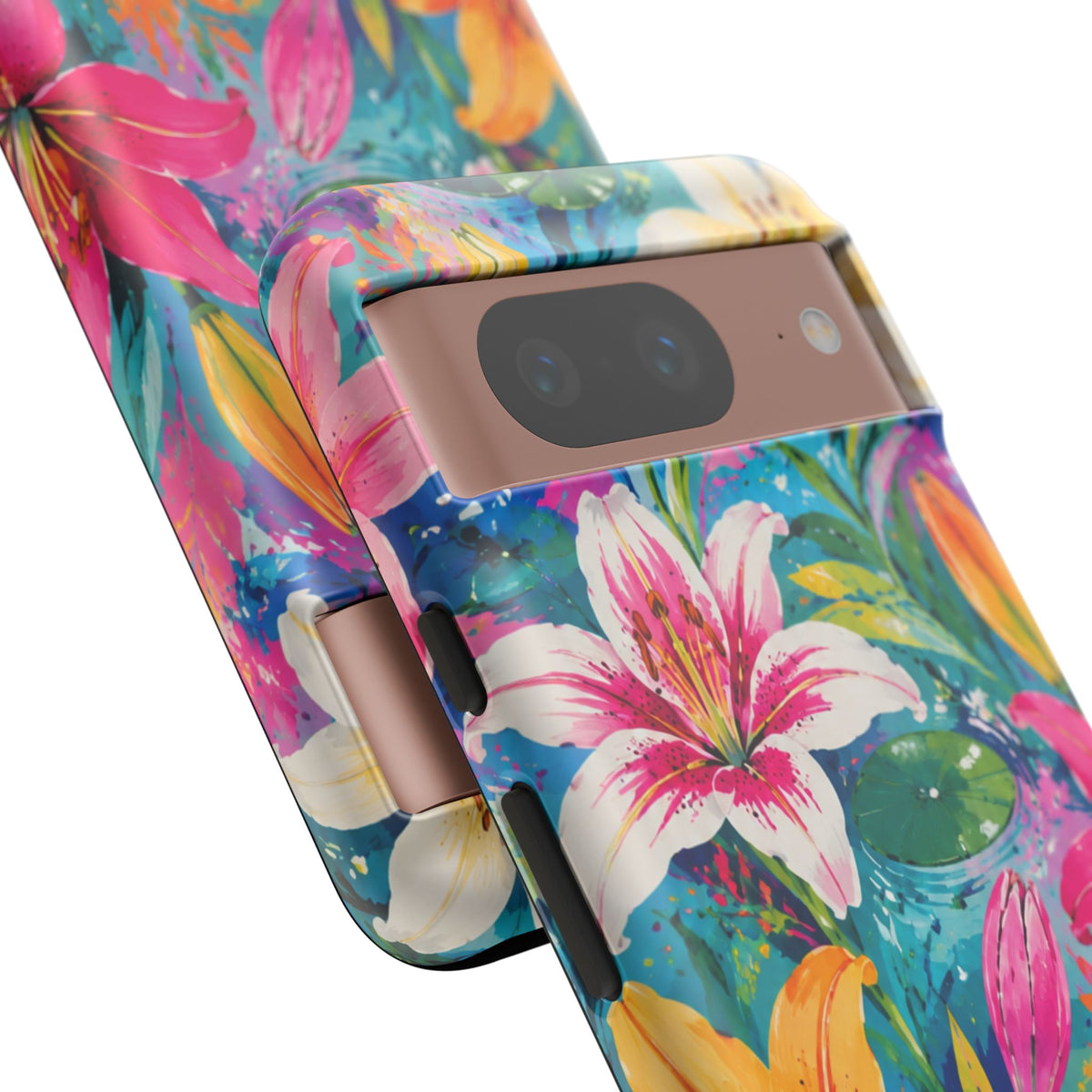 Floral Lily Tough Phone Case — Colorful Tropical Flower Protective Cover