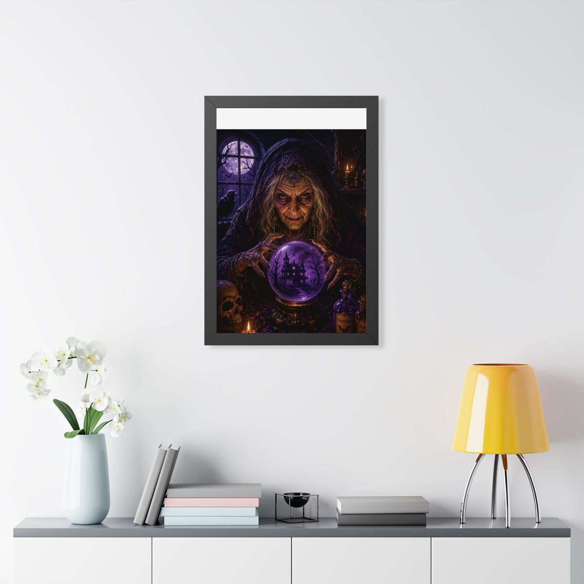 Witch with Crystal Ball Framed Poster | Halloween Wall Art