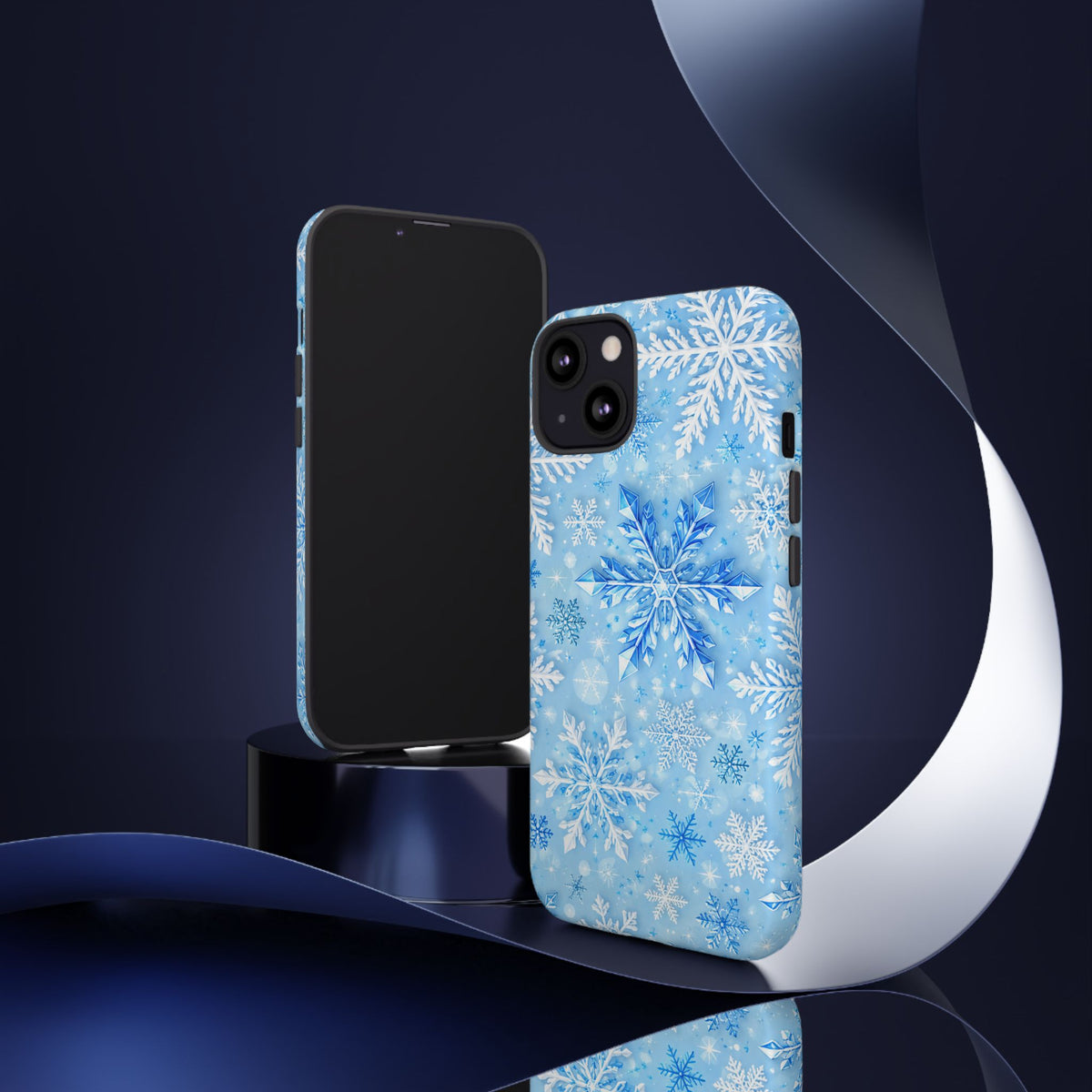 Winter Snowflake Tough Phone Case — Blue Holiday Protective Cover