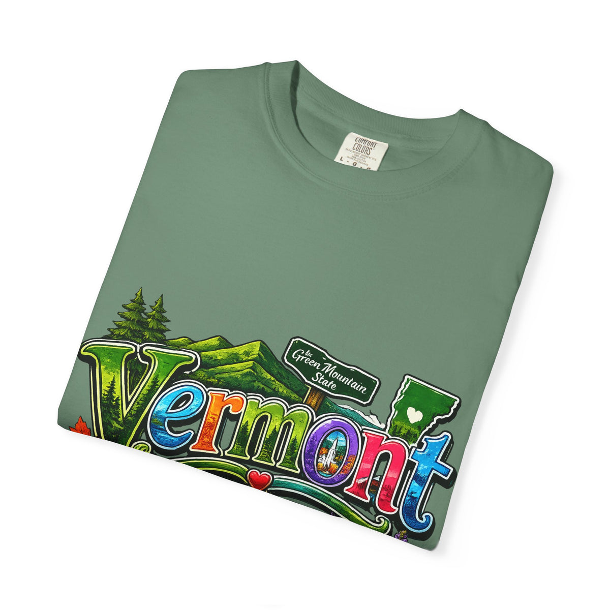 Vermont postcard collage T-shirt | State travel design