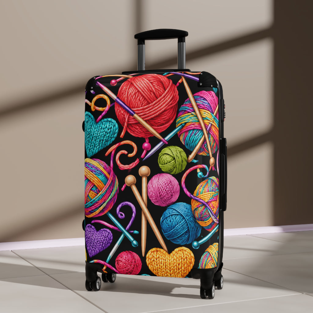 Knitting Hearts Suitcase – Colorful Yarn & Needles Carry-On