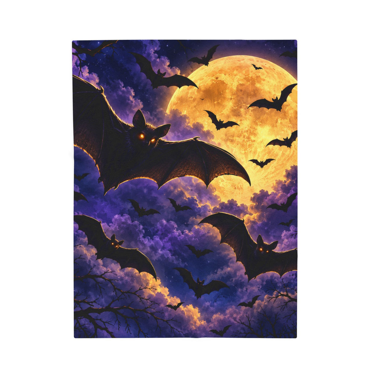 Halloween Bat Moon Velveteen Plush Blanket