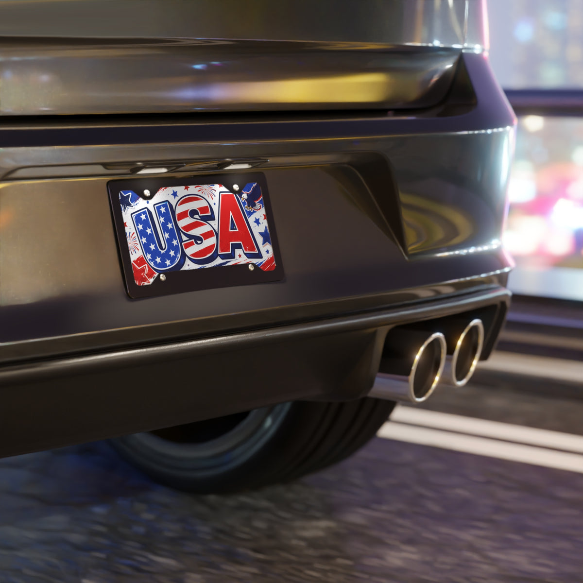 USA Flag Graphic Vanity Plate | Patriotic License Plate