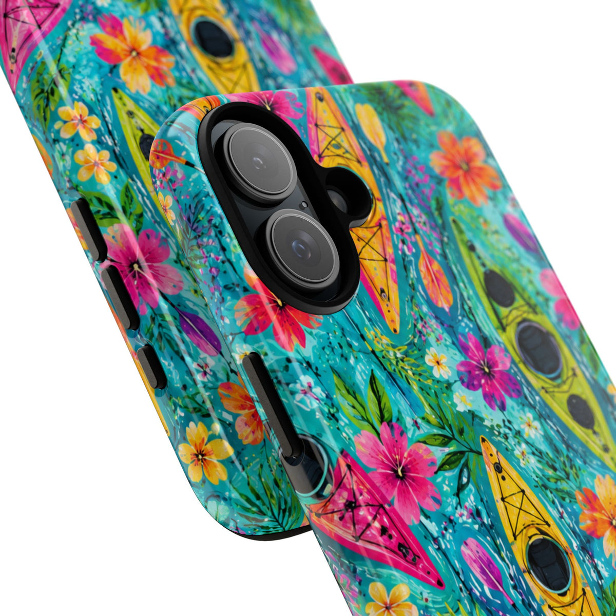 Tropical Kayak Phone Case – Colorful Floral Waterproof Pattern