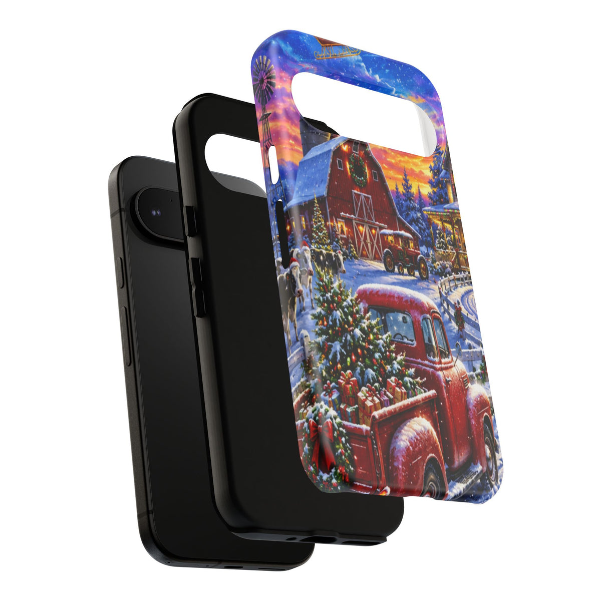 Christmas Farm Phone Case — Vintage Red Truck in Snowy Holiday Scene