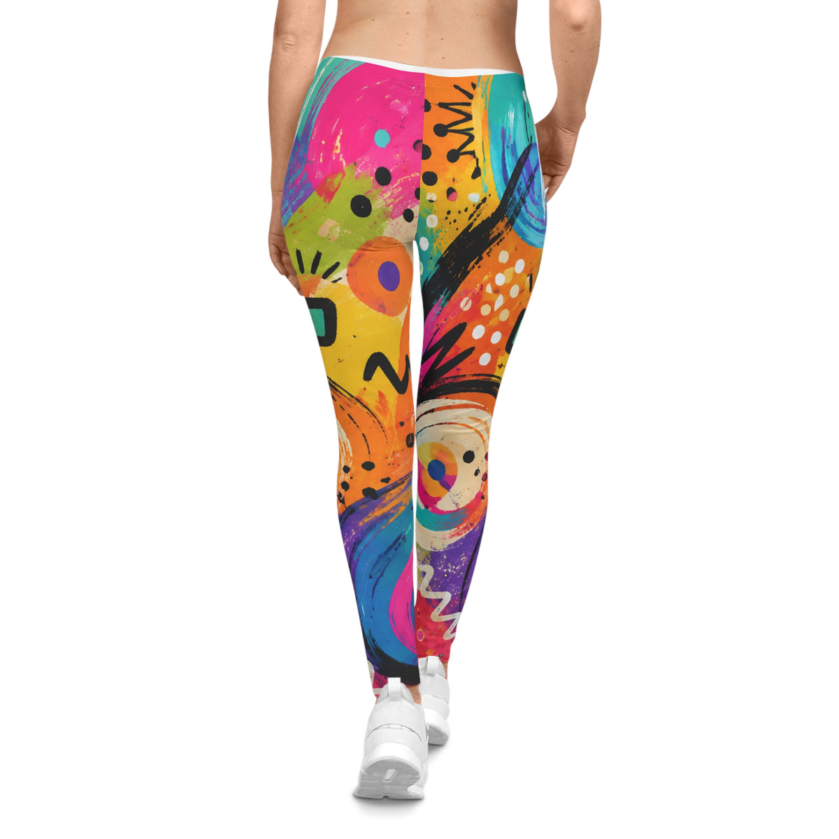 Abstract Color Burst Leggings — Vibrant All-Over-Print Women's Activewear