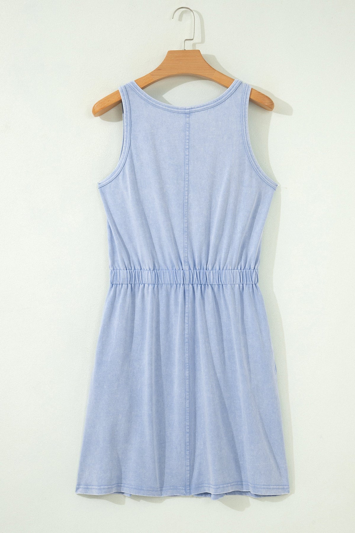 Mineral Wash Scoop Neck Elastic Waist Mini Dress