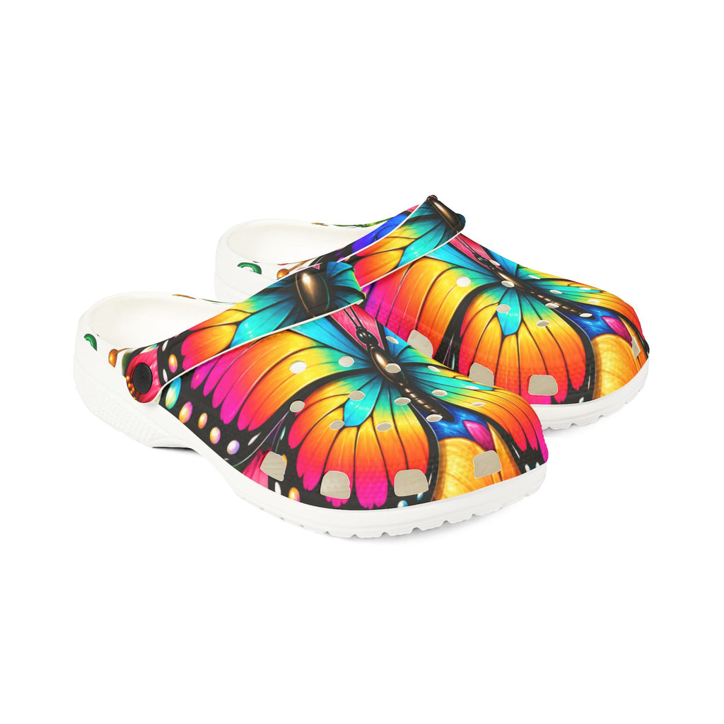 Butterfly Splash EVA Clogs — Colorful Butterfly Print Foam Shoes