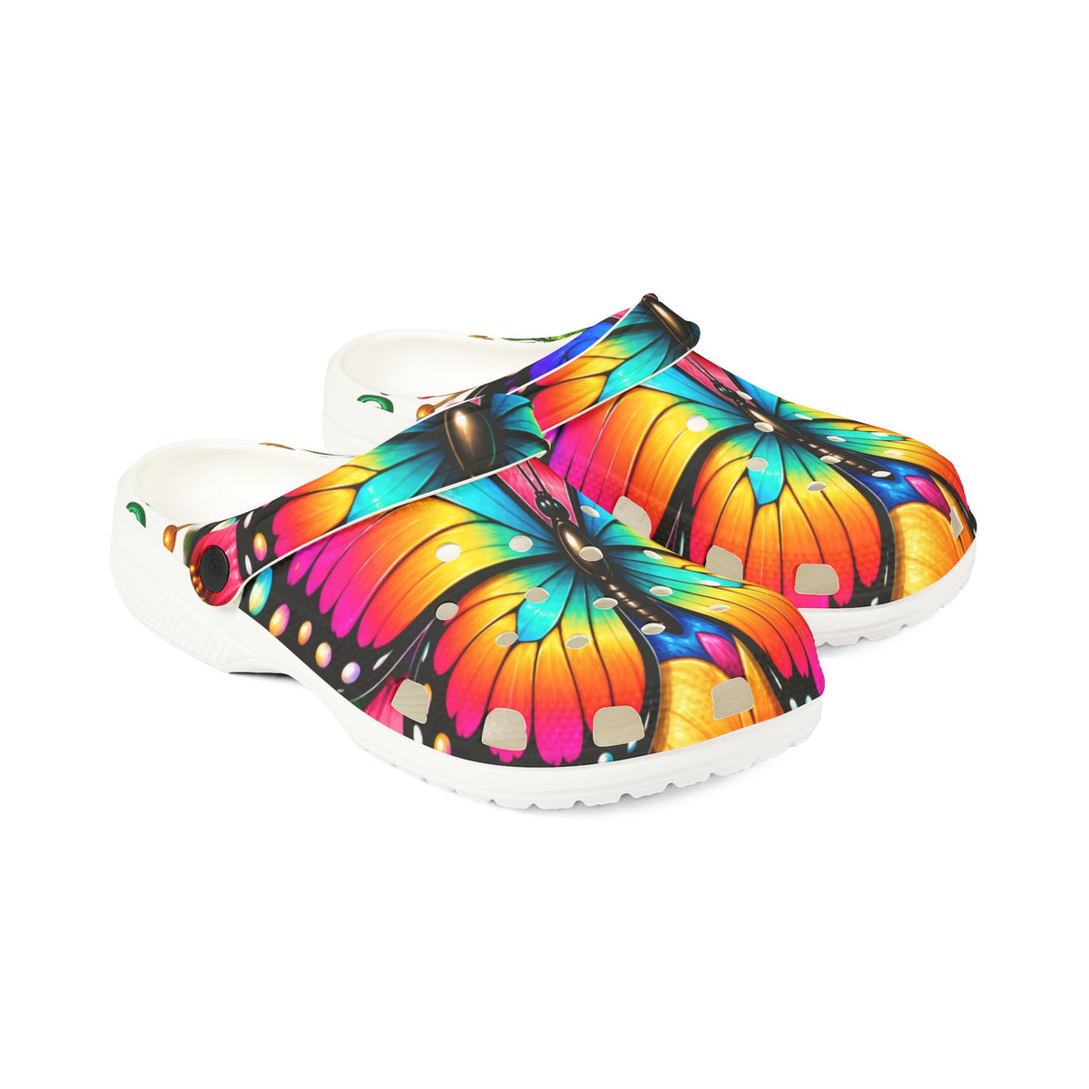 Butterfly Splash EVA Clogs — Colorful Butterfly Print Foam Shoes