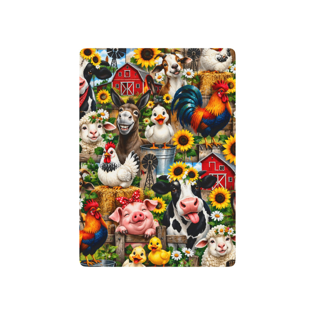 Farm Animal Playing Cards — Colorful Poker Deck with Sunflowers