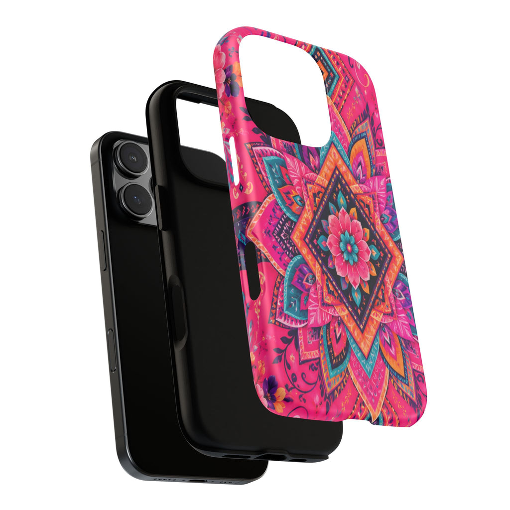 Floral Mandala Tough Phone Case — Pink Boho Protective Cover