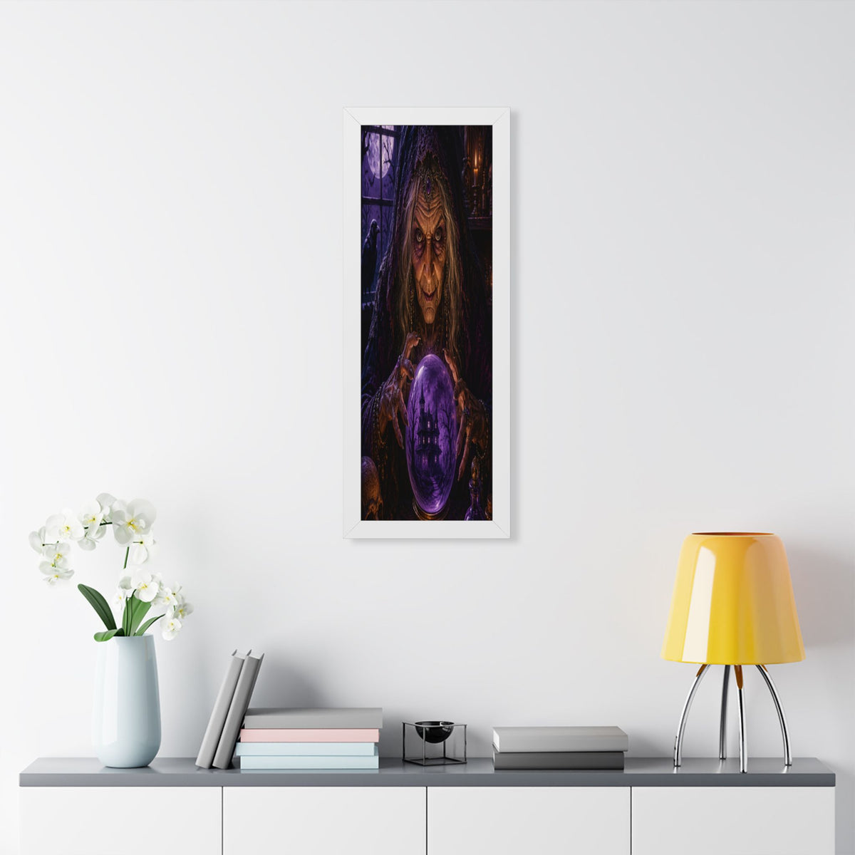 Witch with Crystal Ball Framed Poster | Halloween Wall Art