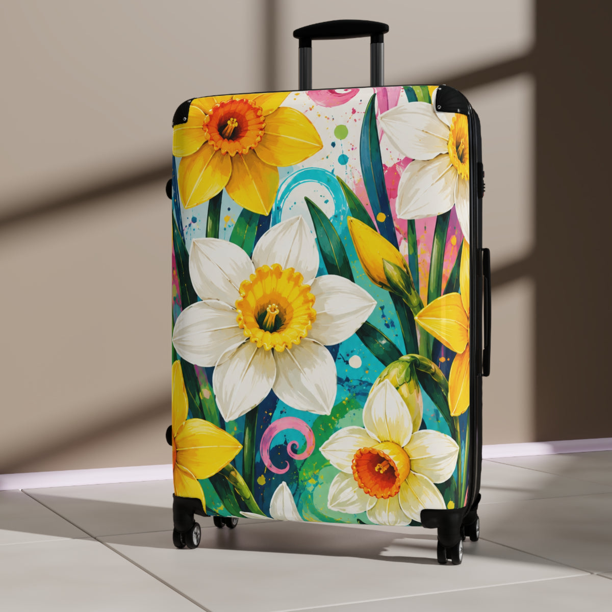 Daffodil Garden Suitcase — Floral Carry-On Luggage