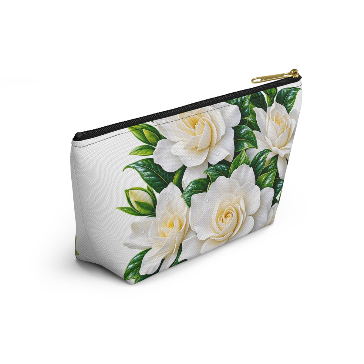 Gardenia Floral Accessory Pouch — T‑Bottom Makeup & Travel Cosmetic Bag
