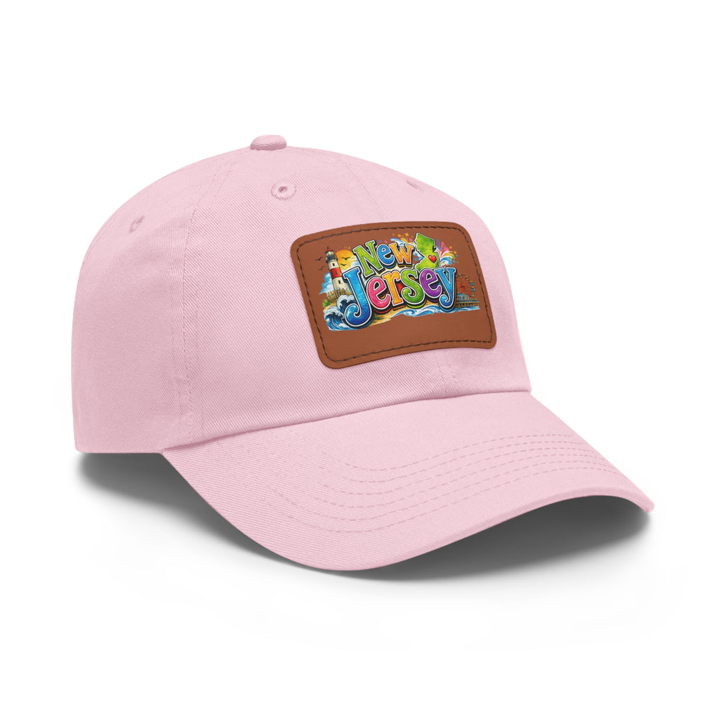 New Jersey Patch Logo Dad Hat | Leather Rectangle Patch