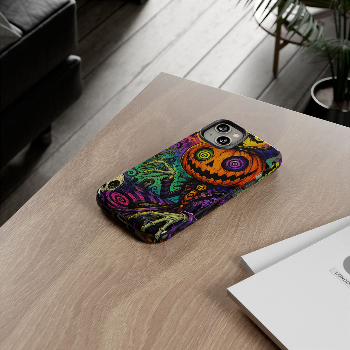 Halloween Pumpkin Skull Phone Case — Psychedelic Jack-o'-Lantern Tough Case