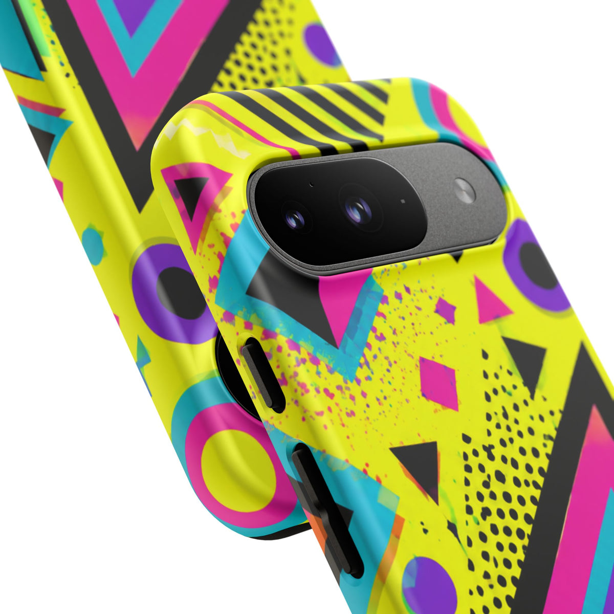 Retro 80s Geometric Phone Case — Neon Memphis Triangle Design
