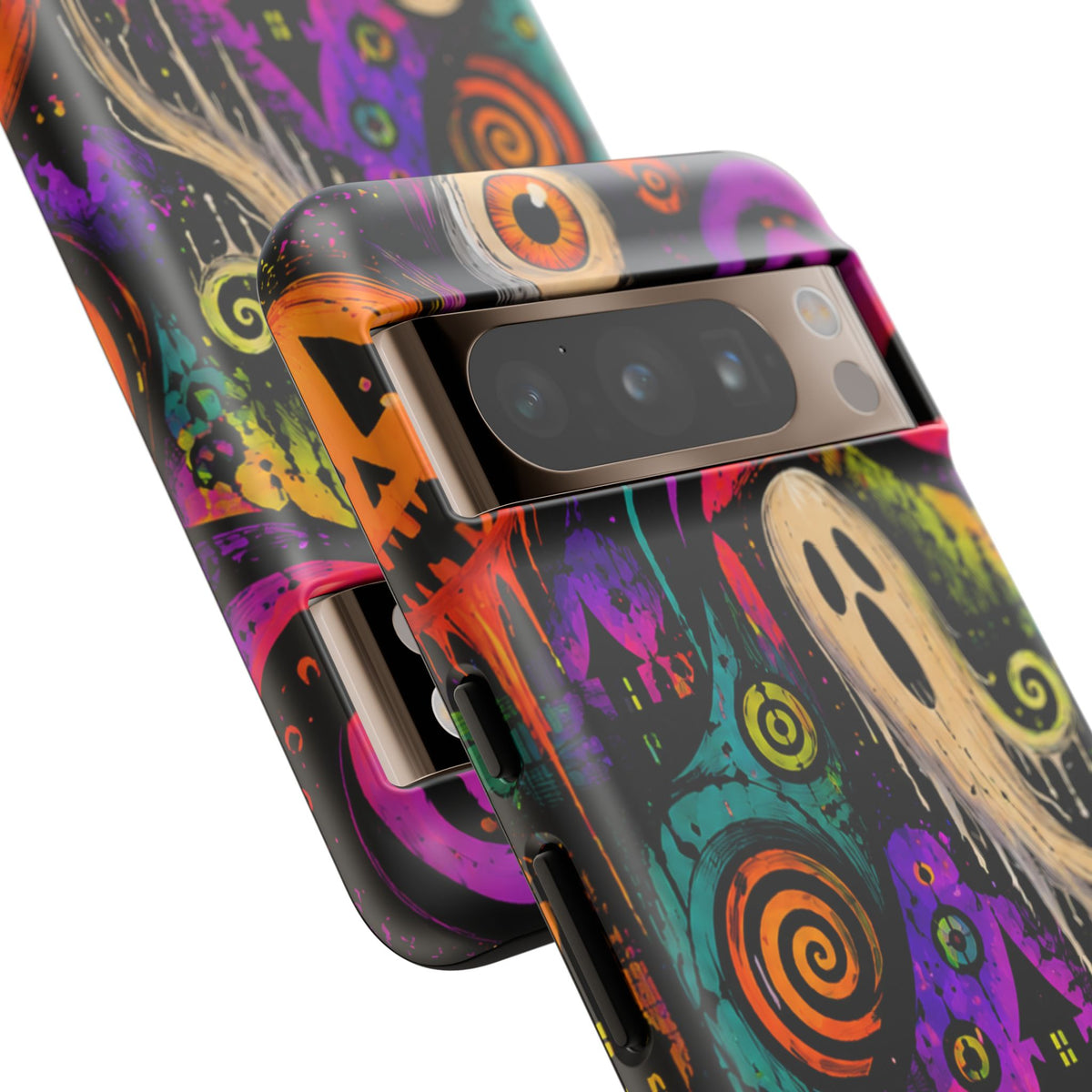 Halloween Ghost Phone Case — Colorful Spooky Skull & Haunted House Tough Case