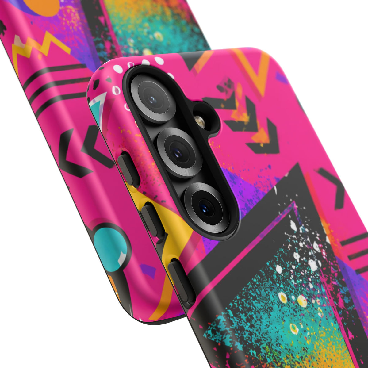 Retro 80s Geometric Phone Case — Neon Triangle Tough Case