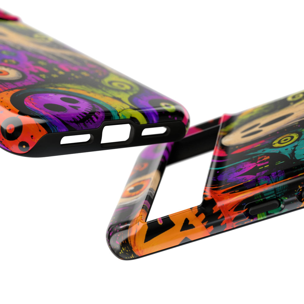 Halloween Ghost Phone Case — Colorful Spooky Skull & Haunted House Tough Case