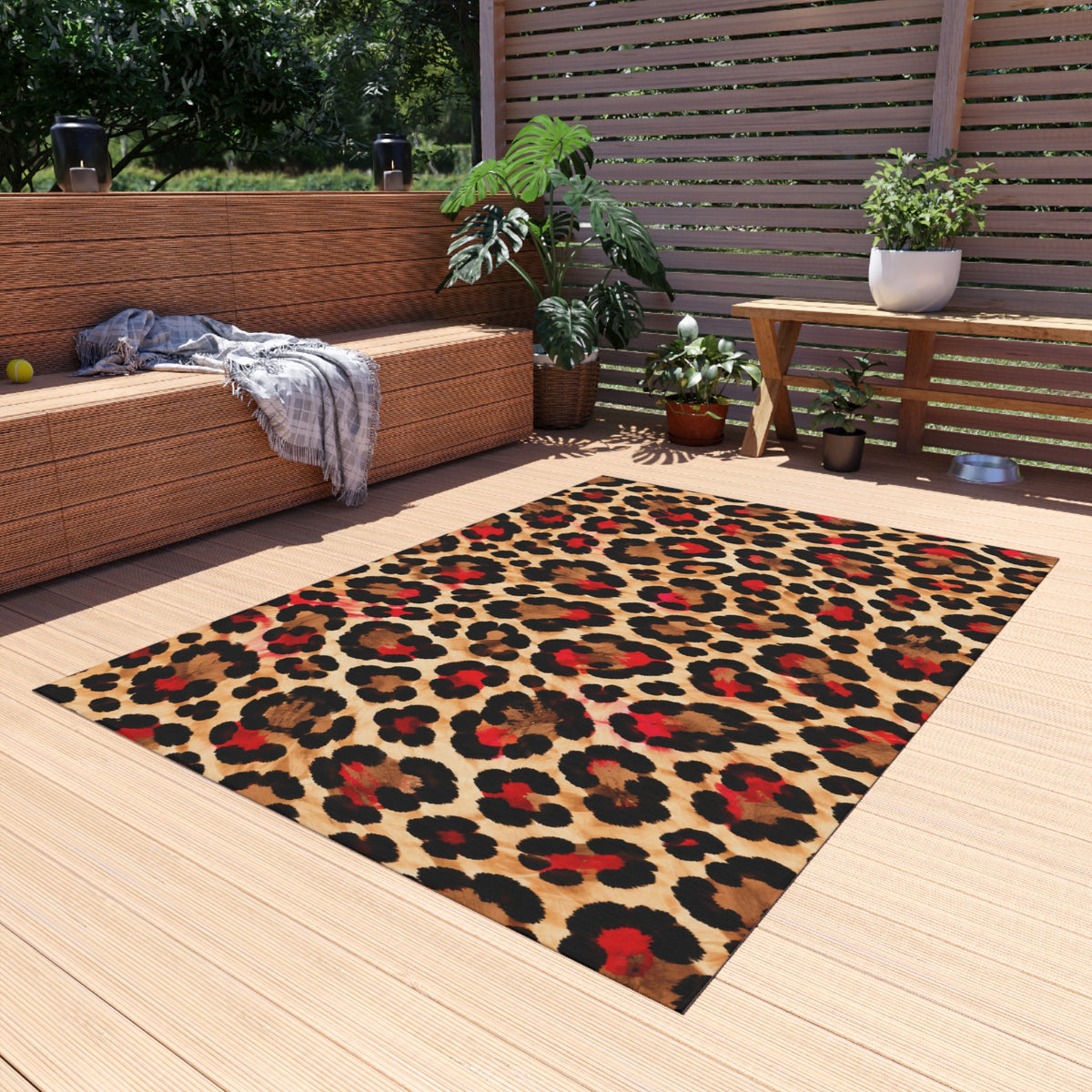 Leopard Print Outdoor Rug — Bold Animal-Print Patio Mat