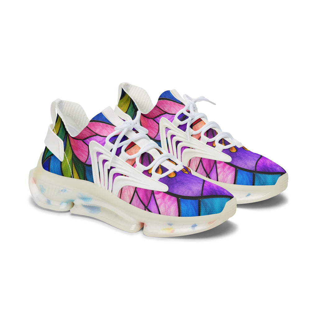Women's Stained Glass Mesh Sneakers — Colorful Floral Athletic Shoes