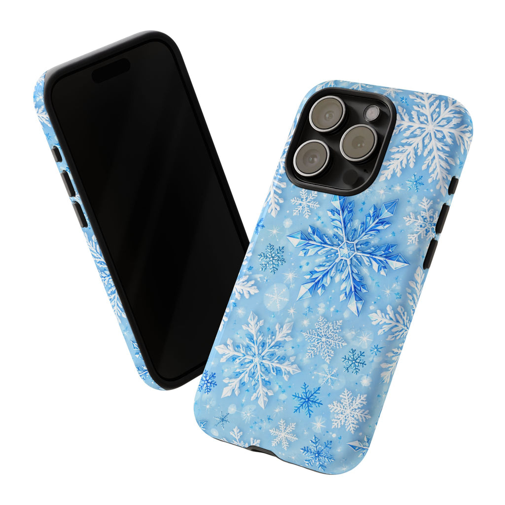 Winter Snowflake Tough Phone Case — Blue Holiday Protective Cover