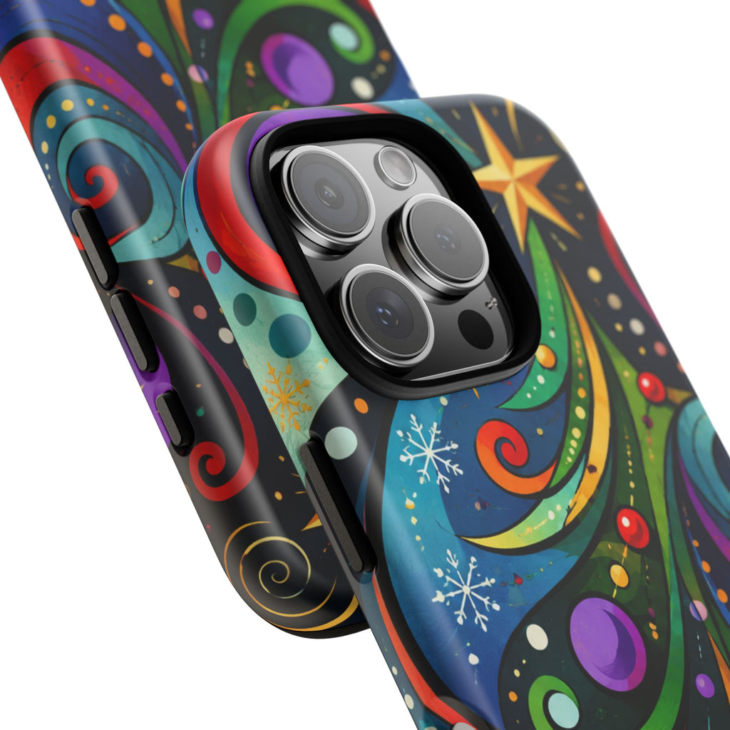 Colorful Swirl Christmas Tree Tough Phone Case