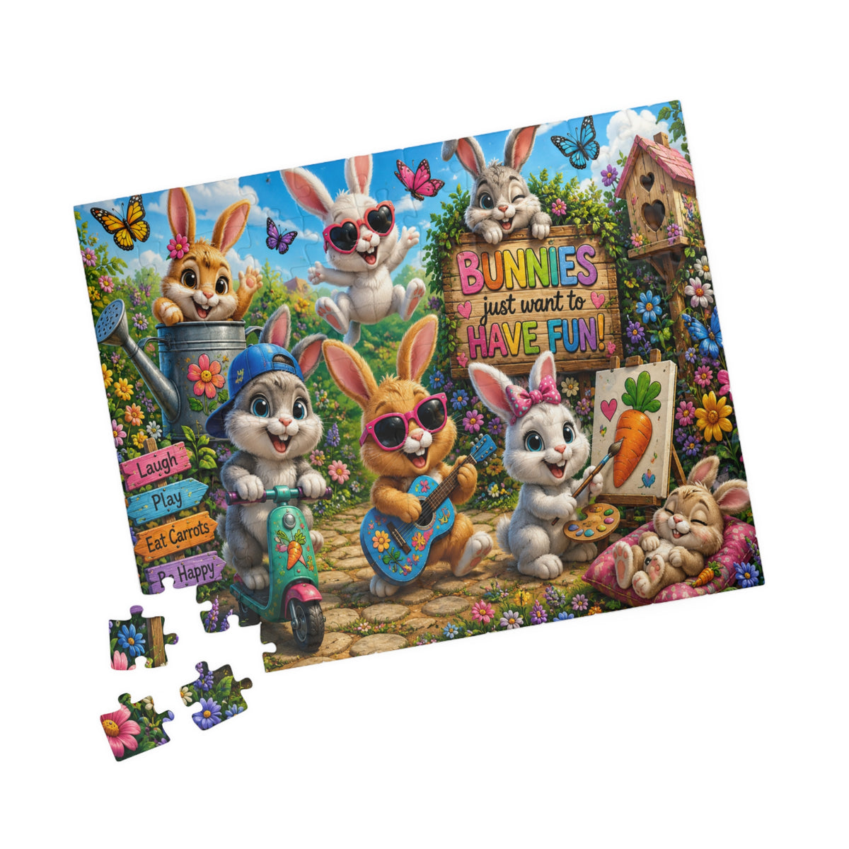 Bunnies Just Want to Have Fun — Colorful Easter Bunny Puzzle (110–1014 pcs)