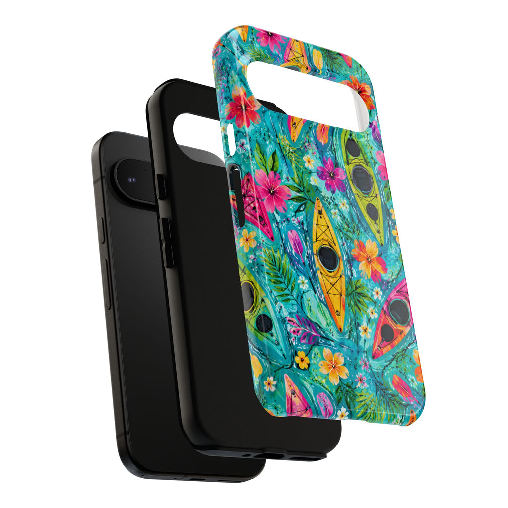 Tropical Kayak Phone Case – Colorful Floral Waterproof Pattern