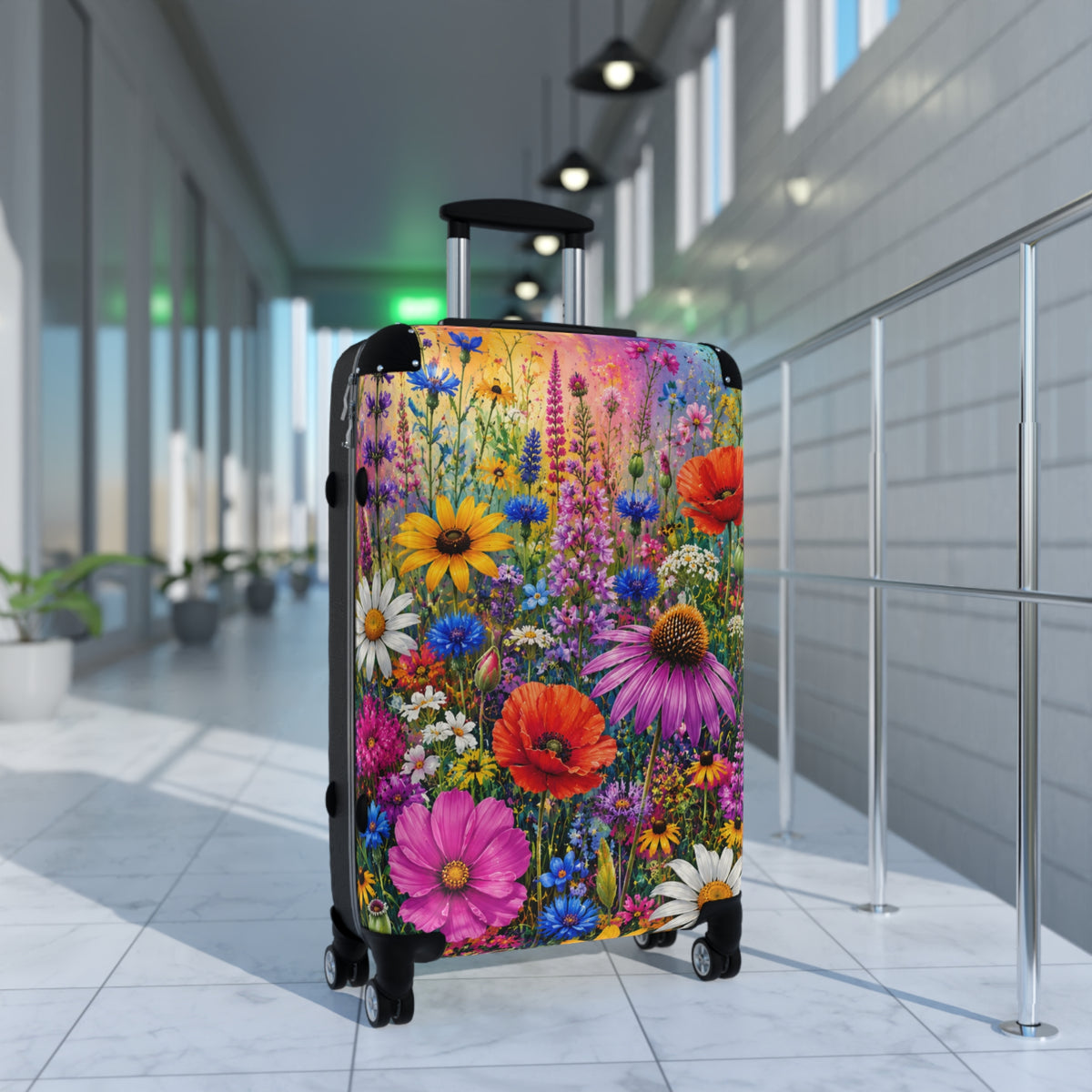 Floral Meadow Suitcase – Colorful Wildflower Rolling Luggage