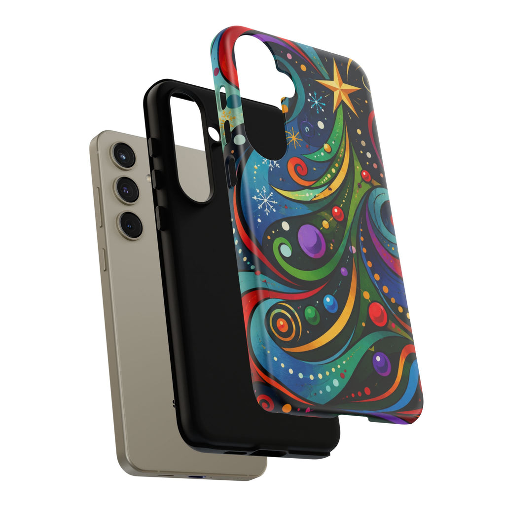 Colorful Swirl Christmas Tree Tough Phone Case