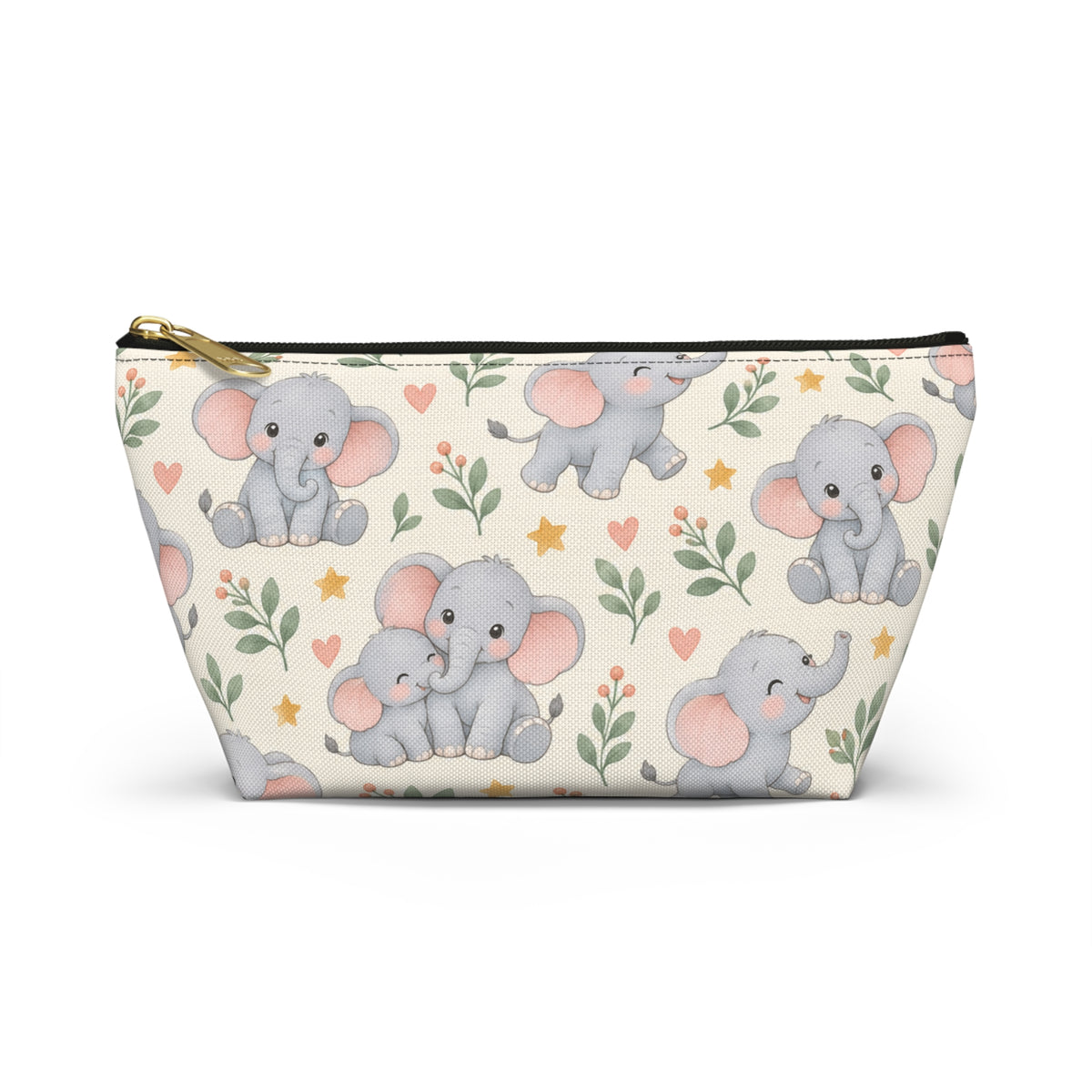 Cute Baby Elephant Accessory Pouch — T‑Bottom Makeup & Diaper Bag Organizer