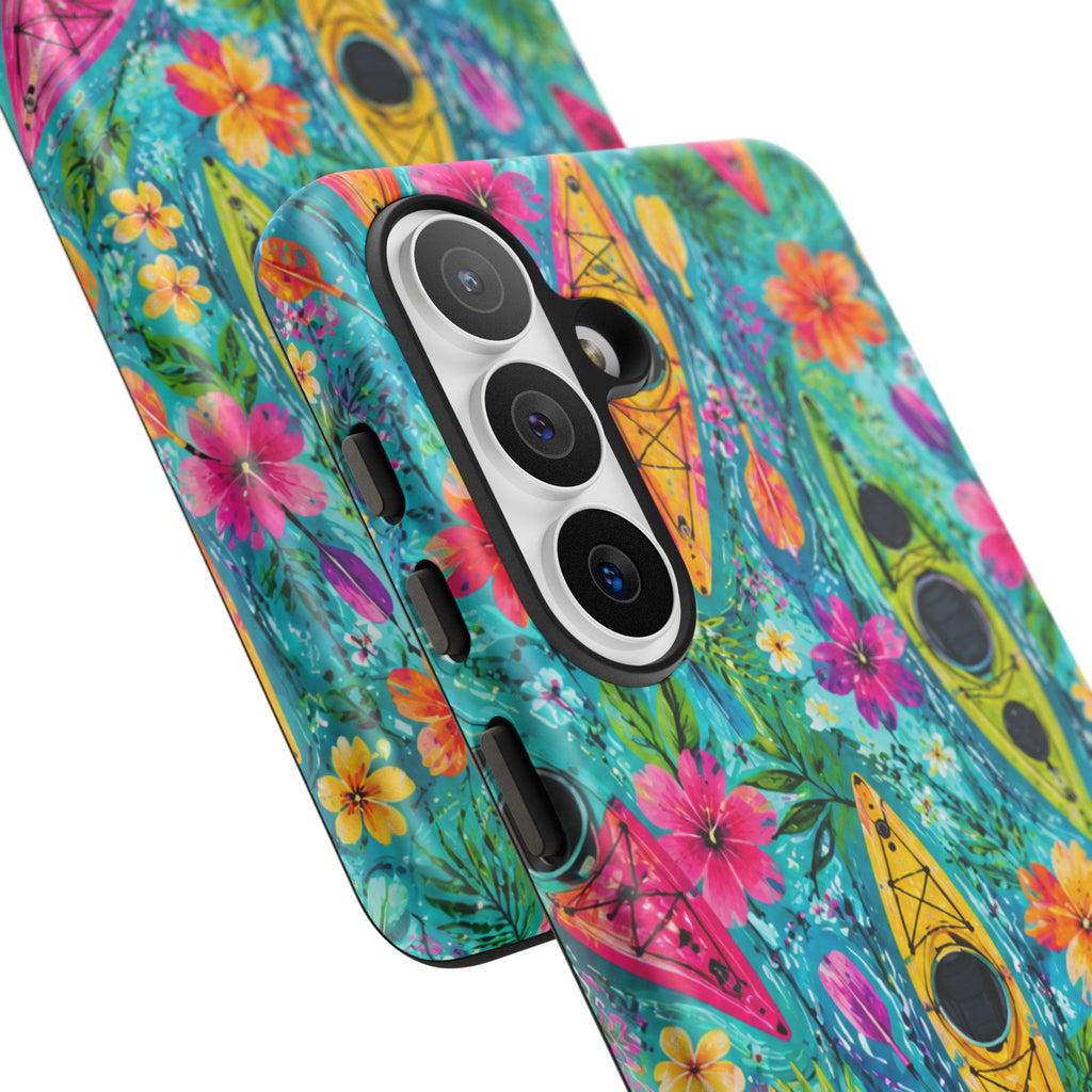 Tropical Kayak Phone Case – Colorful Floral Waterproof Pattern