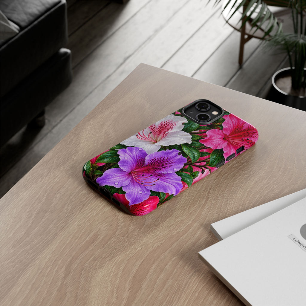 Floral Azalea Phone Case — Vibrant Pink & Purple Blossom Protection