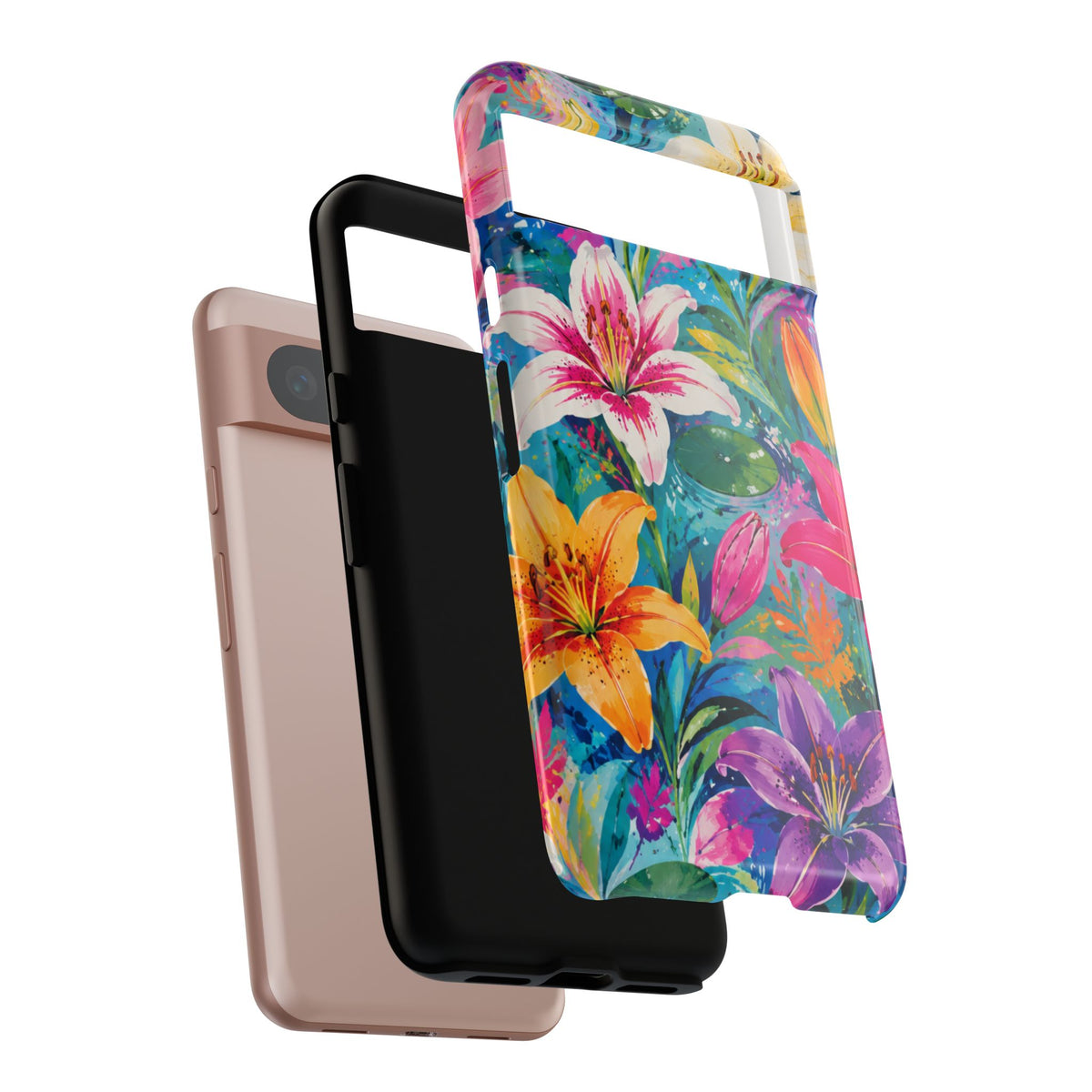Floral Lily Tough Phone Case — Colorful Tropical Flower Protective Cover