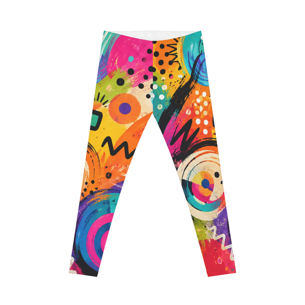 Abstract Color Burst Leggings — Vibrant All-Over-Print Women's Activewear