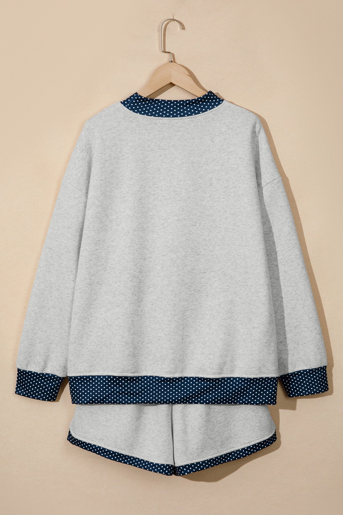 Polka Dot Patchwork Sweatshirt & Shorts Set