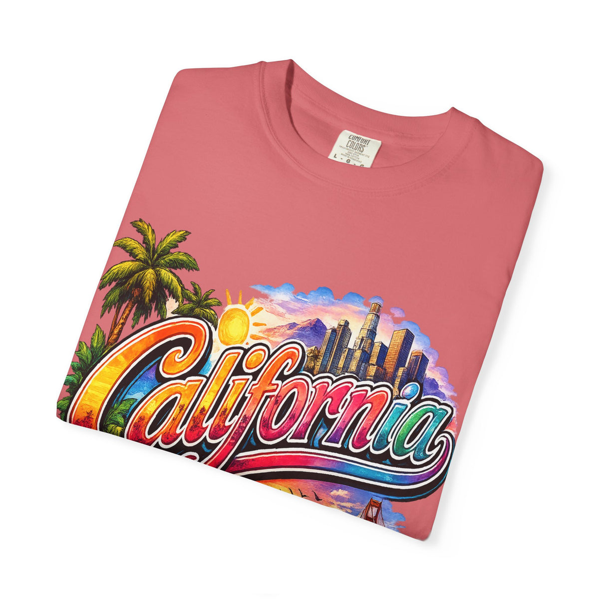 California Sunset Scenic T-shirt | Golden Gate Palm Beach Hibiscus