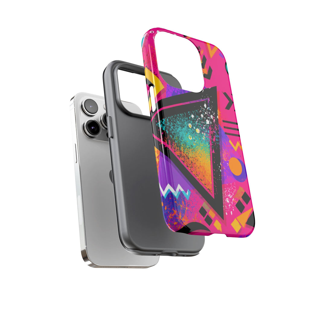 Retro 80s Geometric Phone Case — Neon Triangle Tough Case