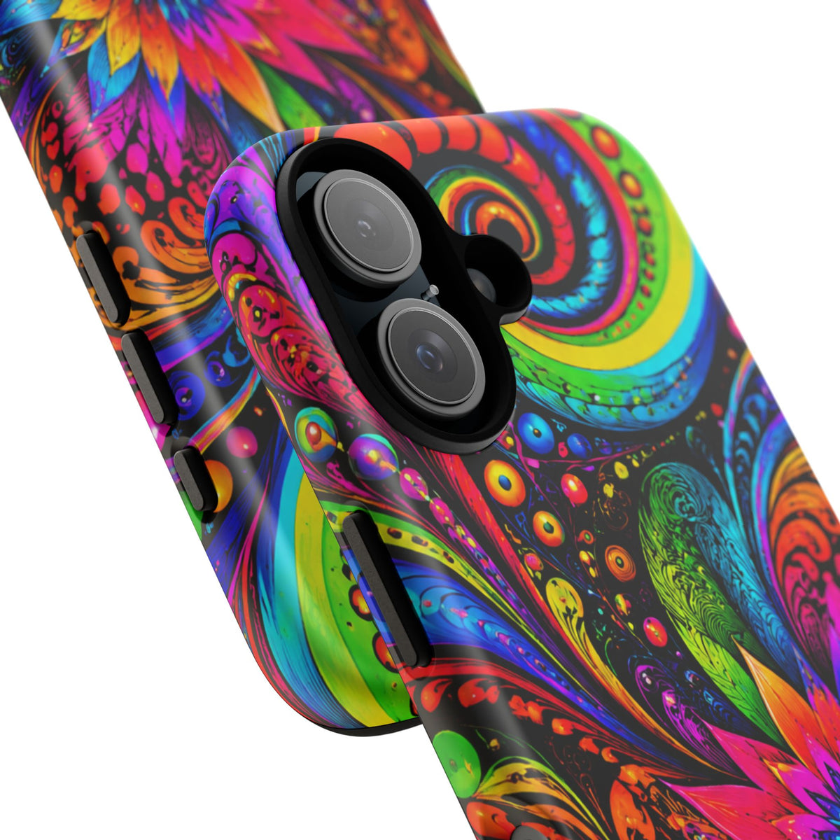 Psychedelic Floral Phone Case — Vibrant Swirl Tough Protective Cover