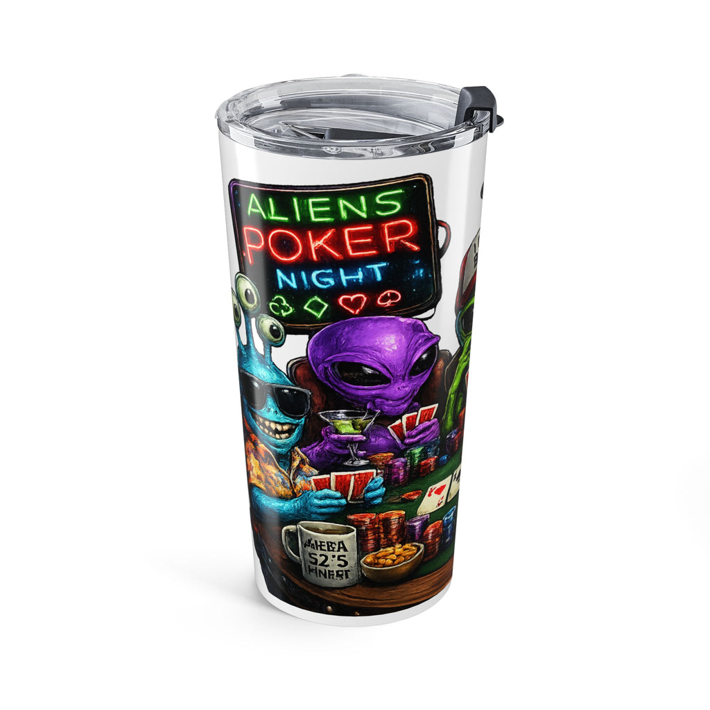 Alien Poker Night Tumbler 20oz | Funny Outer Space Cards