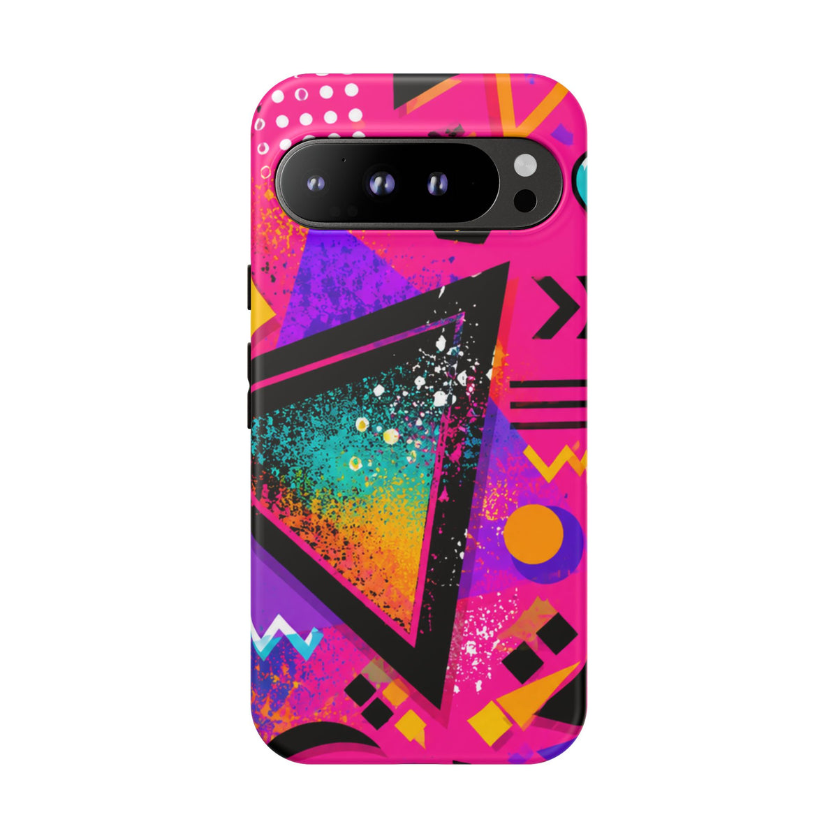 Retro 80s Geometric Phone Case — Neon Triangle Tough Case