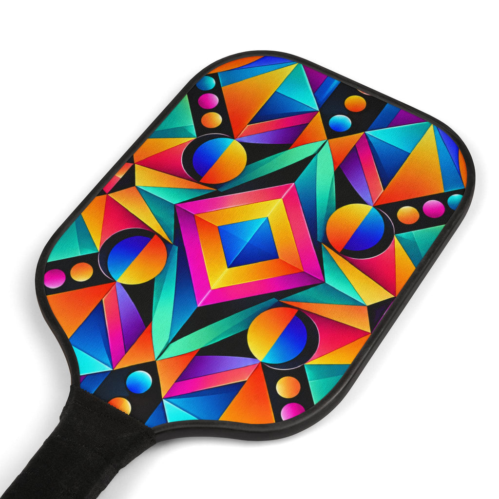 Pickleball Paddle Set — Colorful Geometric Neon Design Pickleball Kit (2 Paddles + 2 Balls)