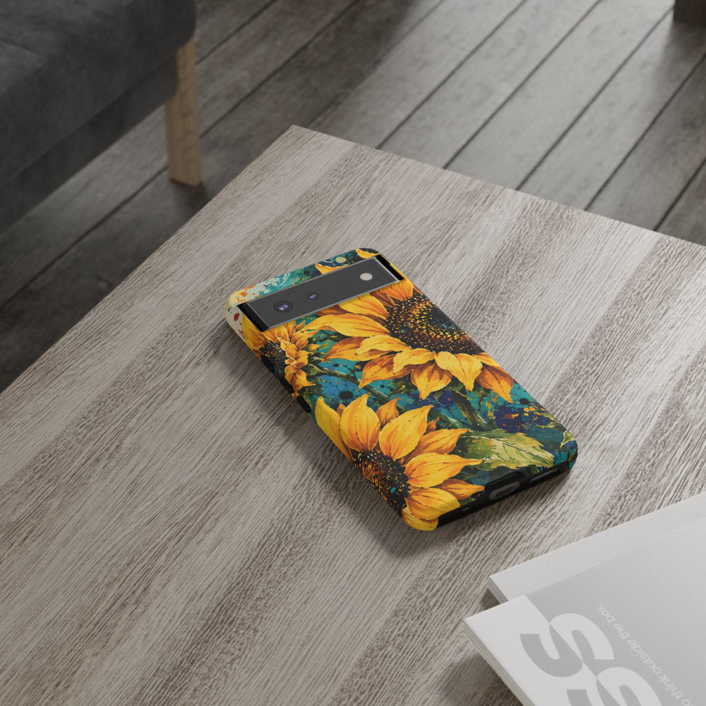 Sunflower Art Phone Case — Vibrant Yellow Floral Tough Case