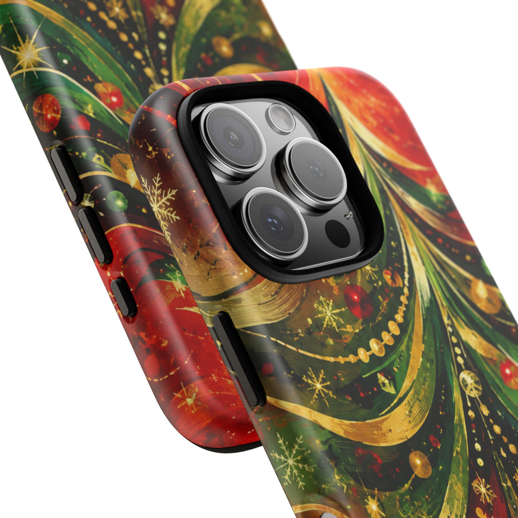 Christmas Tree Tough Phone Case — Festive Red & Green Holiday Phone Cover