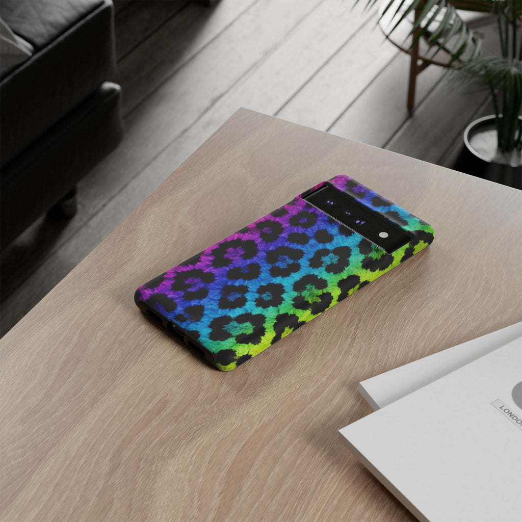 Neon Rainbow Leopard Tough Case – Colorful Animal Print Phone Cover